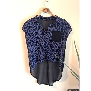 Blue Leopard print button up